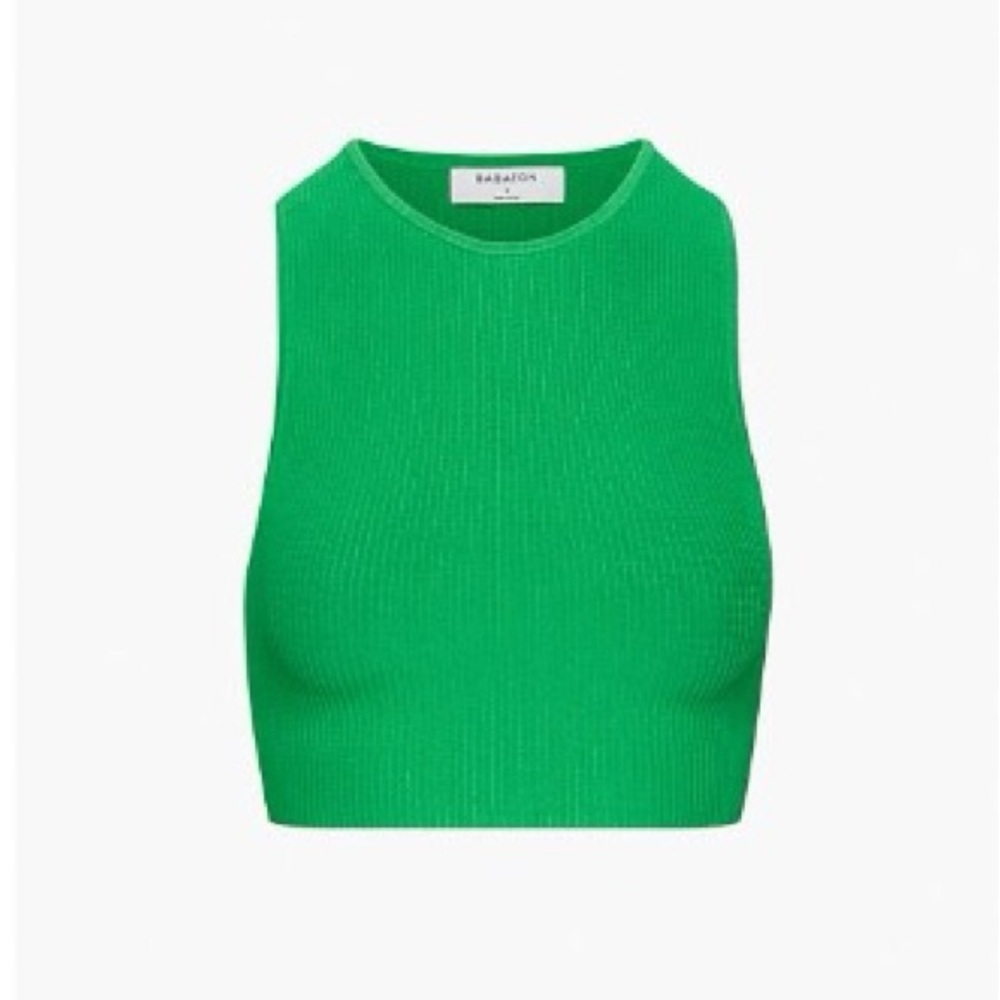 Aritzia Green Ribbed Cropped Tank Top
